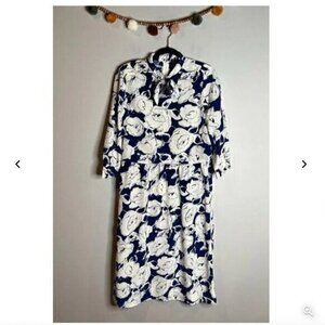 Vintage white and blue floral print dress